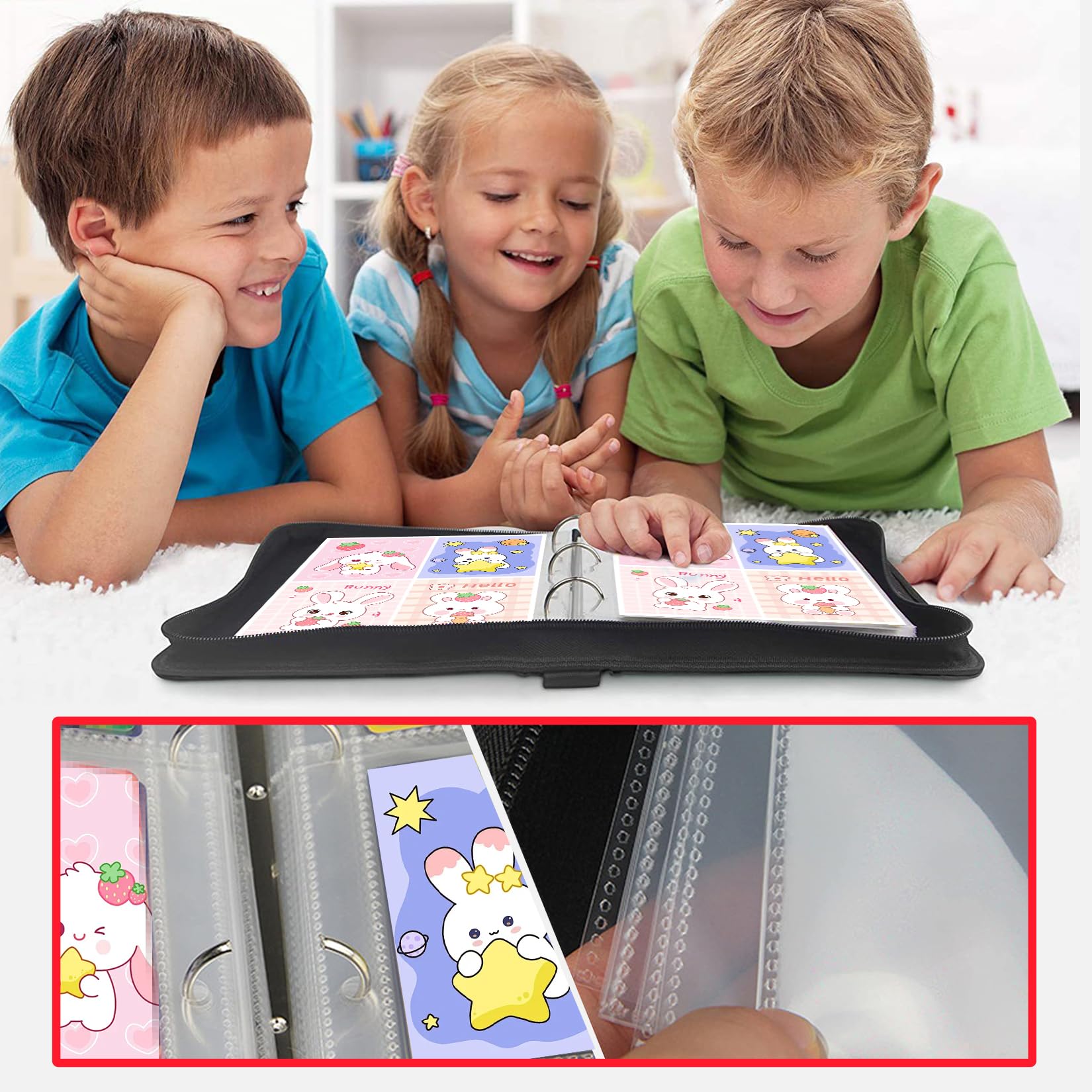 Kaartenmap, verzamelkaarthouder, capaciteit voor 50 pagina's, 400 kaarten, opbergboek, kaarten, album, waterdicht, met ritssluiting, lichtgeel
