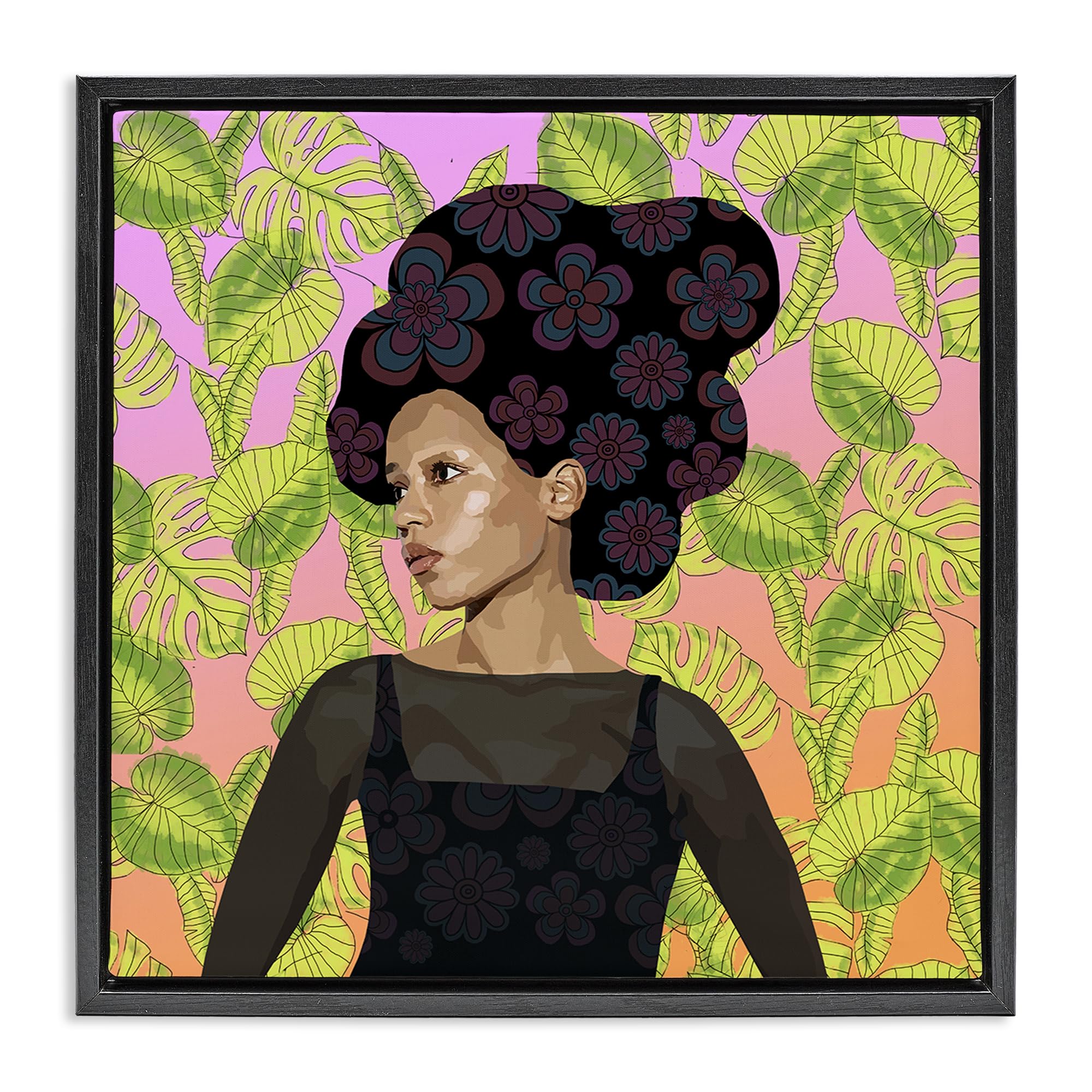 Stupell Industries Jet Black (Matte) 'Whispers Of Bloom'| Floating Frame Canvas Art