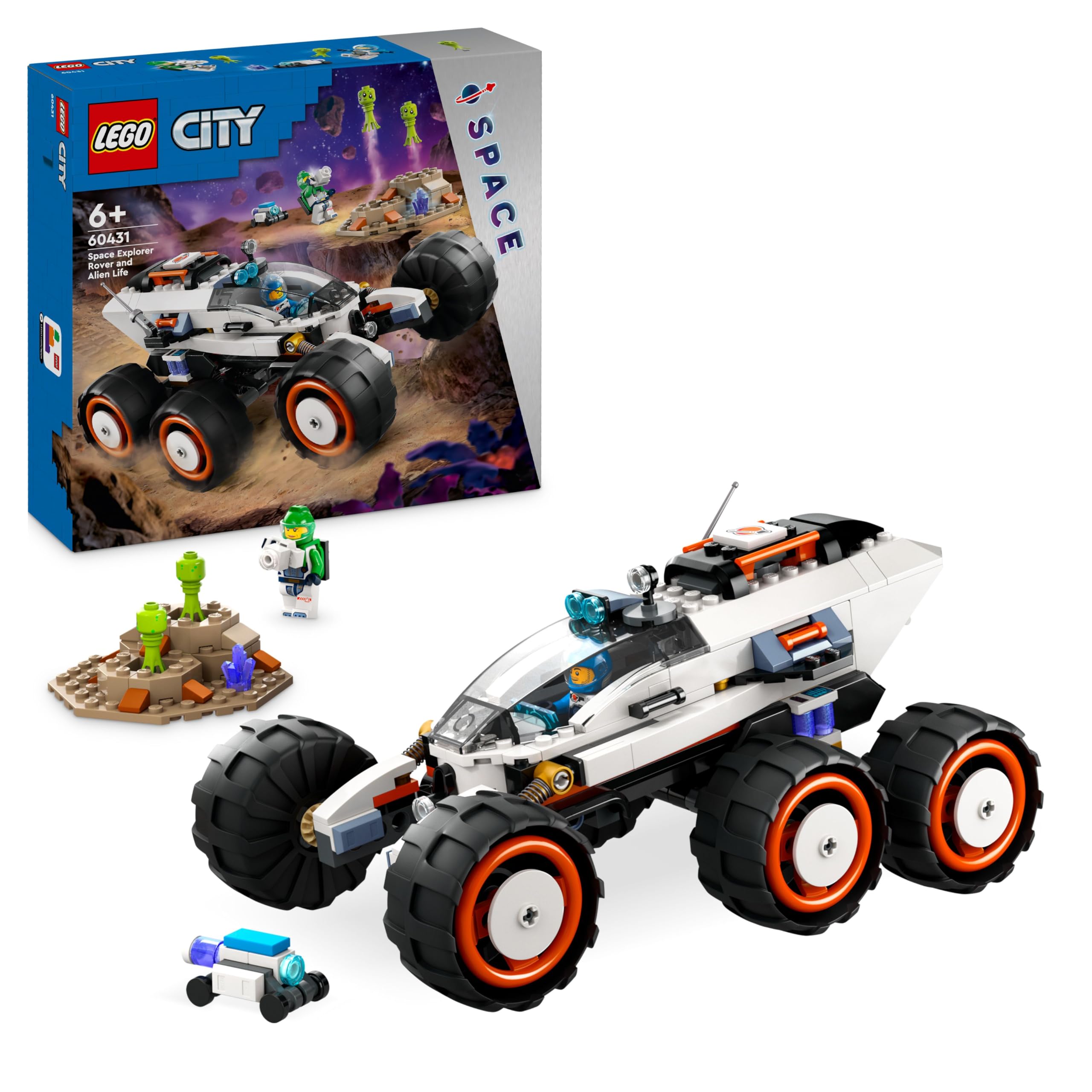 LEGOCity Space Explorer Rover and Alien Life Building Toys Set for 6 Plus Year Old Boys, Girls & Kids with Astronaut Minifigures, Toy Robot and Alien Figures for Imaginative Play, Birthday Gift 60431