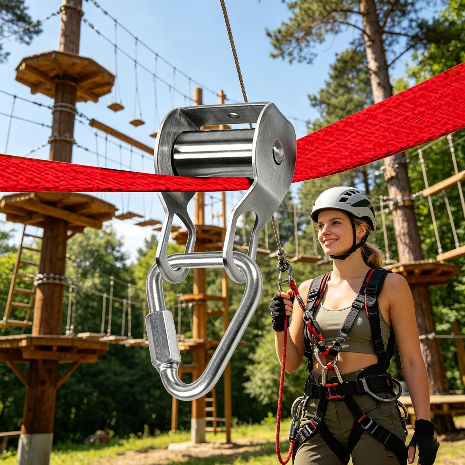 Slack Line-Schaukel-Set mit Rolle, lustigen Outdoor-Spielzeugen | Kinder-Slack-Line Outdoor-Spielset fuer Garten, Hof, Spielplatz, Schule, Turnhalle, Camping, , Park, Maedchen