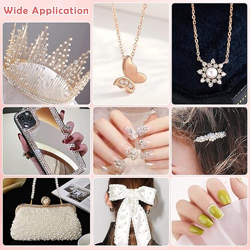 Miniatura 6 de 2032 piezas de gemas y perlas de pelo autoadhesivas, perlas faciales y calcomanías de joyas para maquillaje, manualidades, decoración del hogar,