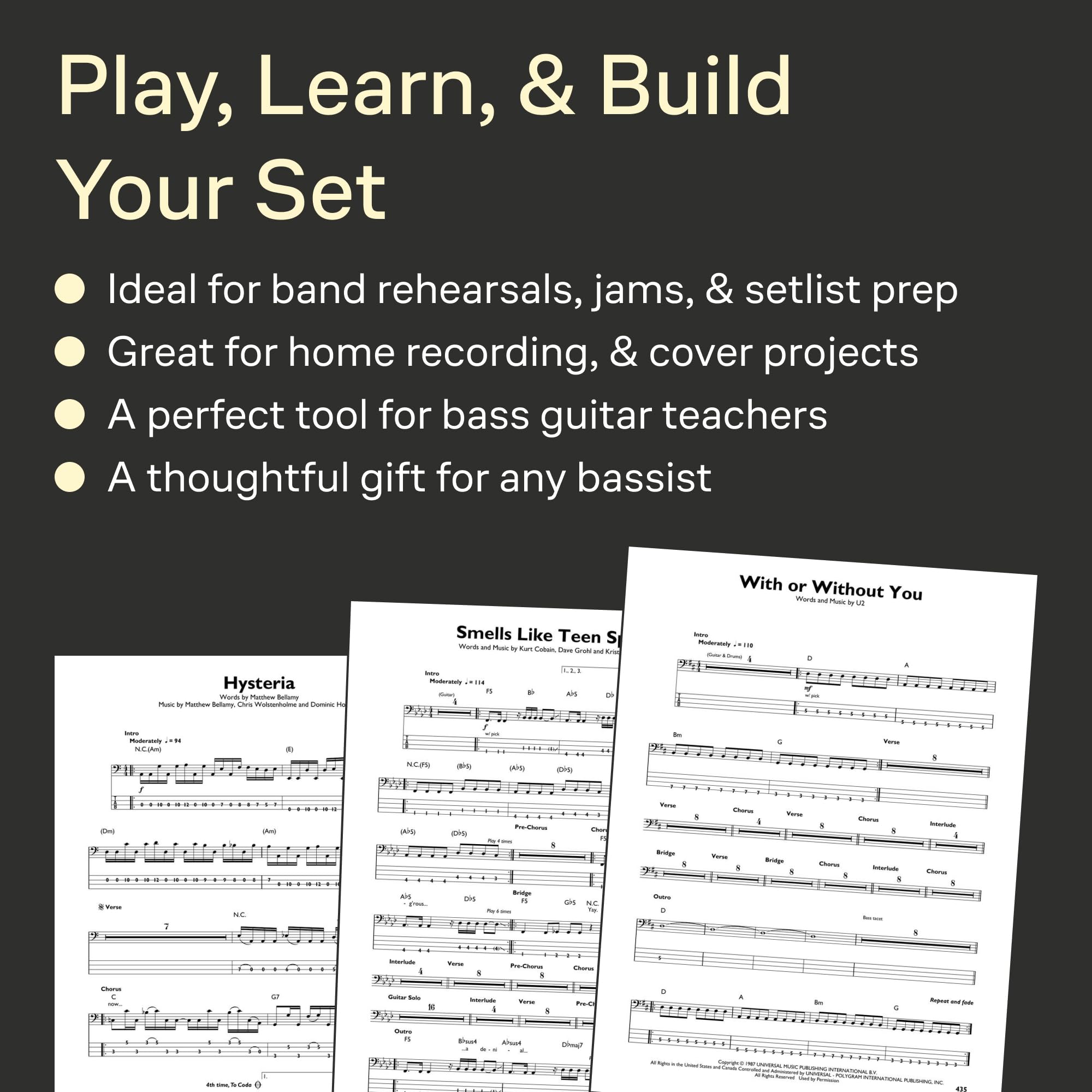The Bassist's Fake Book 250 Songs | Raccolta per basso elettrico con tablature notazione standard simboli degli accordi e lyric cues | 250 classici ... Notation, Tab, Chord Symbols, and Lyric Cues