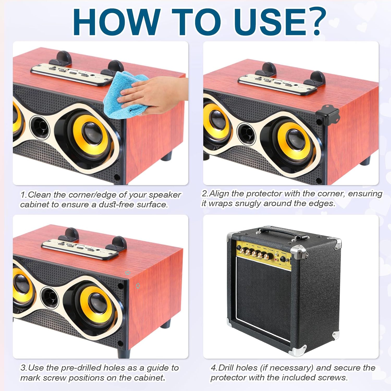 MECCANIXITY 4 Pcs Speaker Cabinet Corners Protector 46x46x30mm Metal Stackable Guard Wrap Angle Case Edge Box Protection with 8 Pcs Installation Screw for Stage DJ Audio Sound Case image 5
