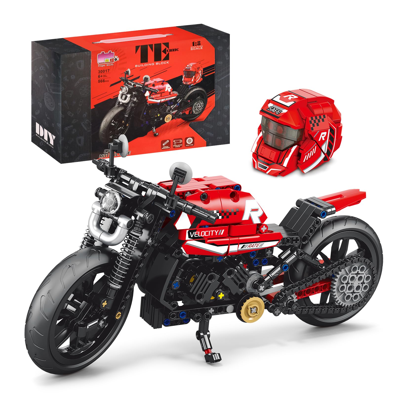 Tecnica Blocchi da costruzione per moto, 626 pezzi, 1:8, mattoncini da costruzione per motociclette, da corsa, superbike, kit di modello, regalo per bambini, adulti, compatibile con altre marche