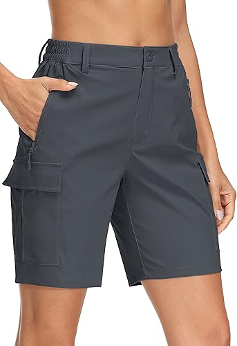 MAGCOMSEN Pantalones cortos de senderismo para mujer pantalones cortos elásticos de golf 5 bolsillos de secado rápido al aire libre verano correr