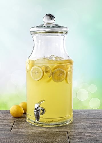 Vista 10 de Circleware Dispensador de bebidas y tapa de cristal, para fiestas, entretenimiento, hogar y cocina, jarra de agua para jugo, cerveza, kombucha