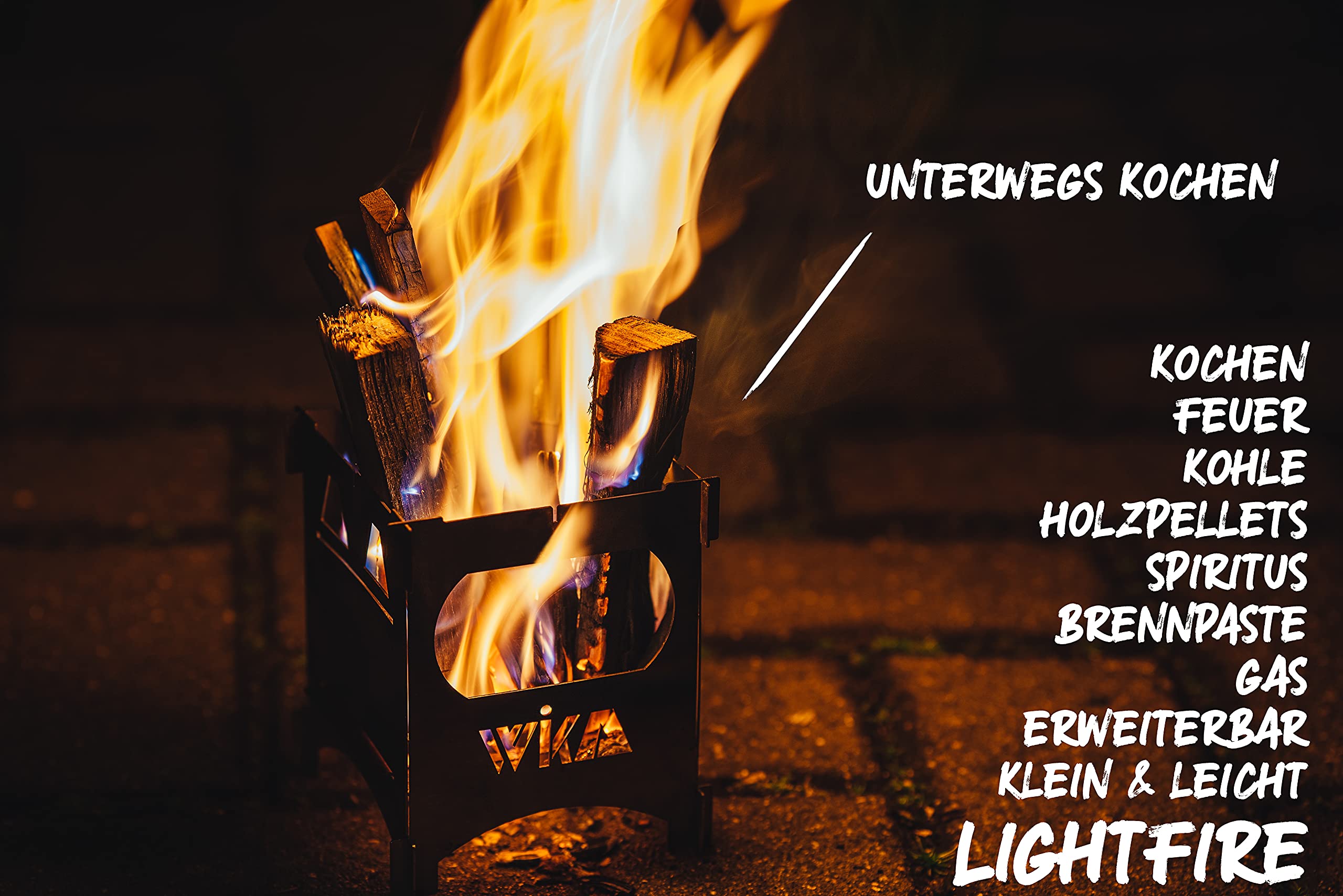 WIKA Hobo Cuisinière LightFire mobile Camping Four Outdoor Cuisinière pour la pêche en randonnée V4A Acier inoxydable Premium Esbit Trangia pour tout le monde