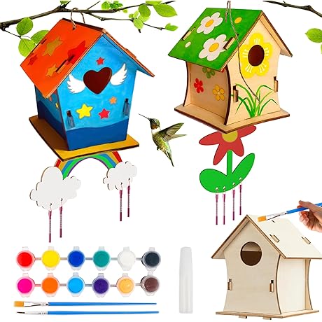 BELLOCHIDDO DIY Wooden Birdhouse Kit for Kids Ages 4-8 and 8-12
