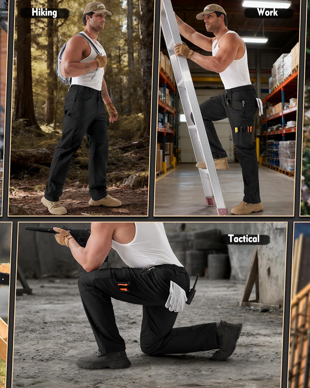 IGOLUMON Men's Stretch Tactical Pants,Ripstop Cargo Pants with 11 Pockets, Lightweight Outdoor EDC Work Hiking Pants - Image 2