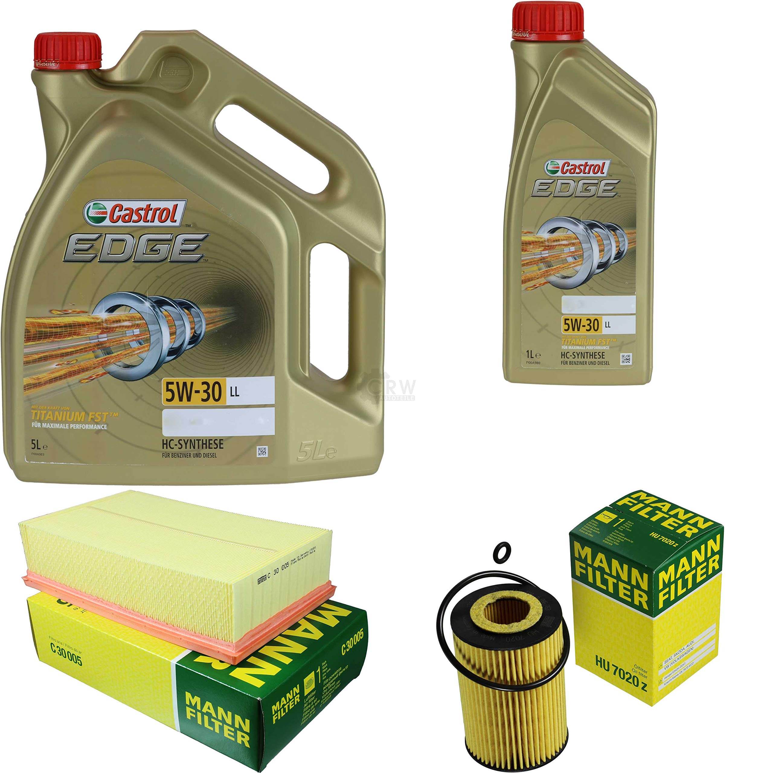 Set di filtri, 6 litri, olio motore EDGE Titanium FST 5W-30 LL MANN-FILTER filtro dell'olio