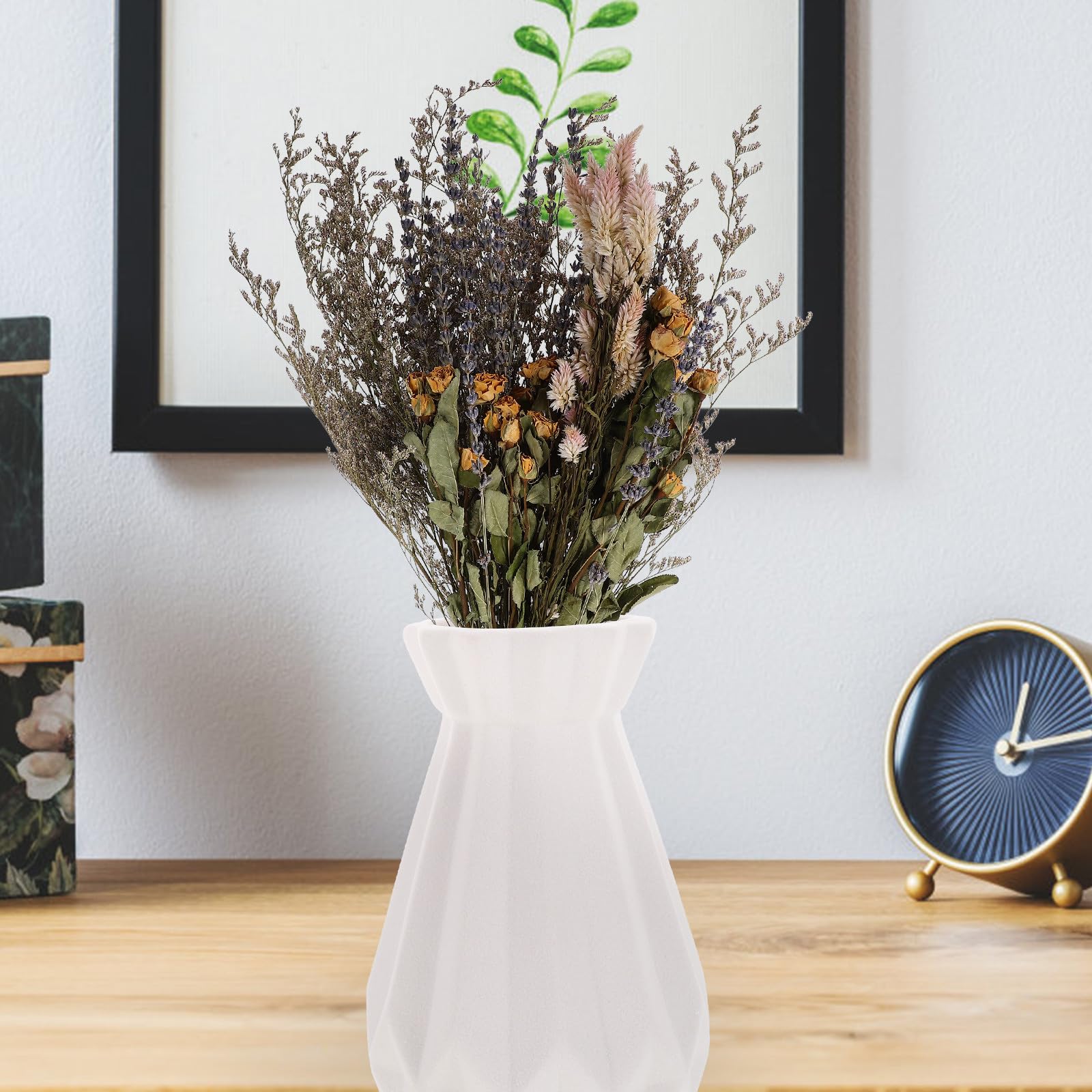 SOIMISS Ramo de Rosas Secas y Flores de Lavanda Secas para Decoración Rústica de Jarrones en Bodas y Fiestas Familiares