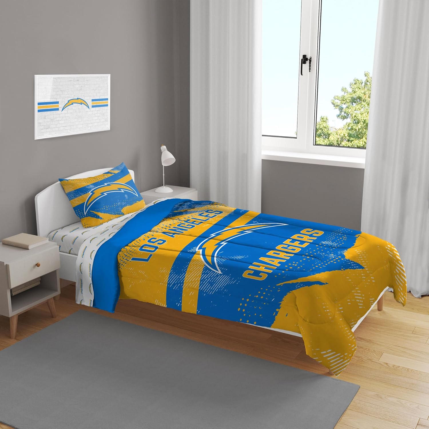 Pegasus Home Fashions Minnesota Vikings Slanted Stripe 4-Piece Twin Bed Set