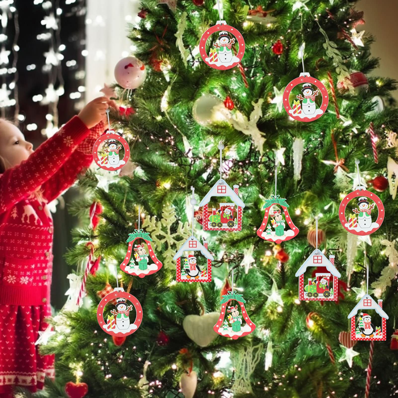 24 Pezzi Di Decorazione Per Albero Di Natale In Legno Da 7 Cm, Decorazione Per Albero Di Natale, Ciondolo In Legno Per Albero Di Natale, Ciondolo Natalizio, Decorazione Per Albero Di Natale