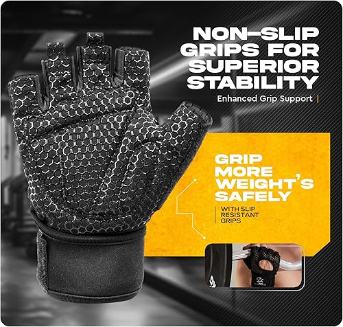 Miniatura 2 de Special Essentials Guantes de entrenamiento para hombres y mujeres, guantes de levantamiento de pesas sin dedos con acolchado antideslizante para