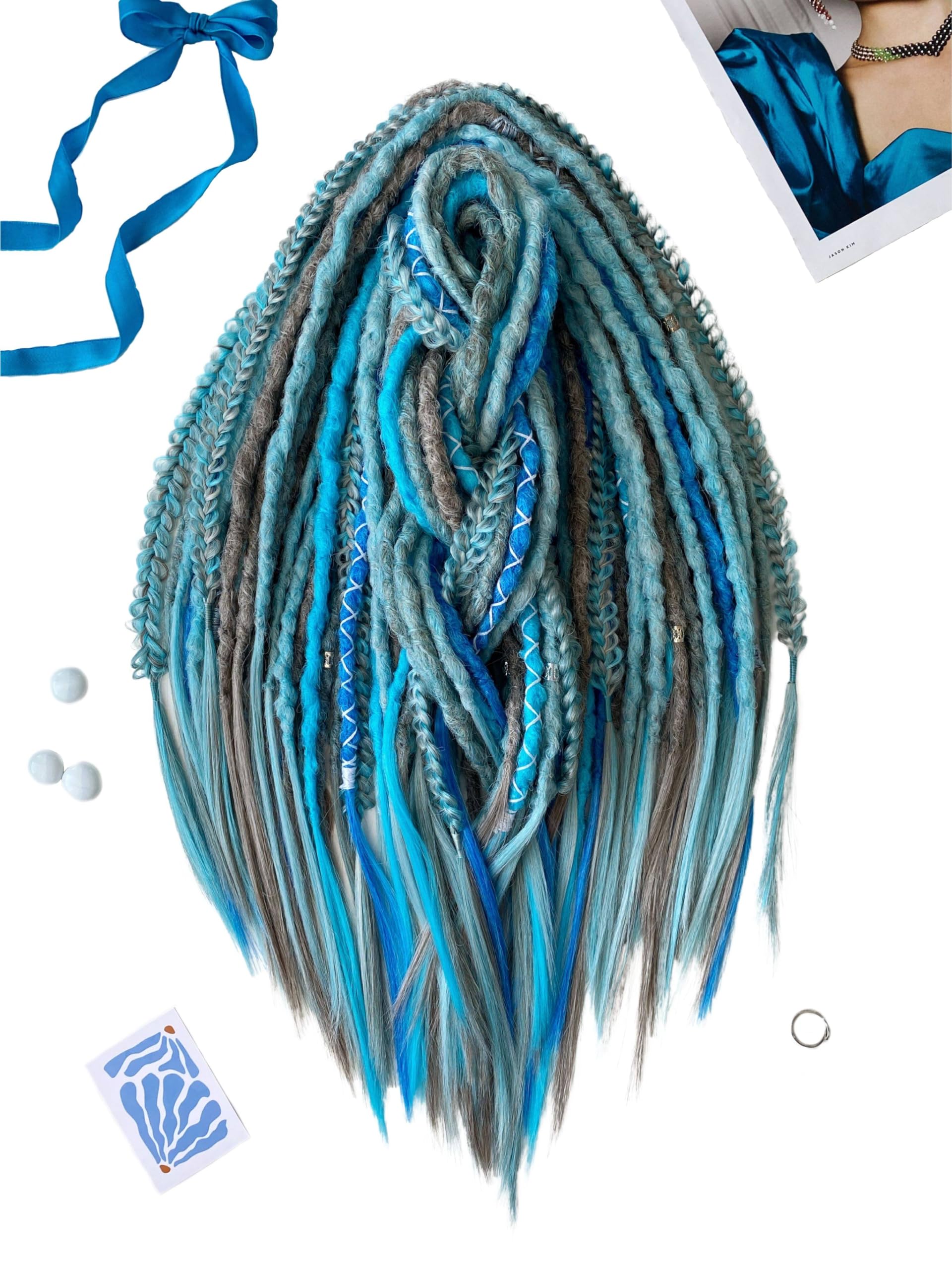Extra Long Hand Crocheted Art Dreadlocks Set Amazon.com : 24 Inch Dreadlocks Extensions 10 Strands  main image 4
