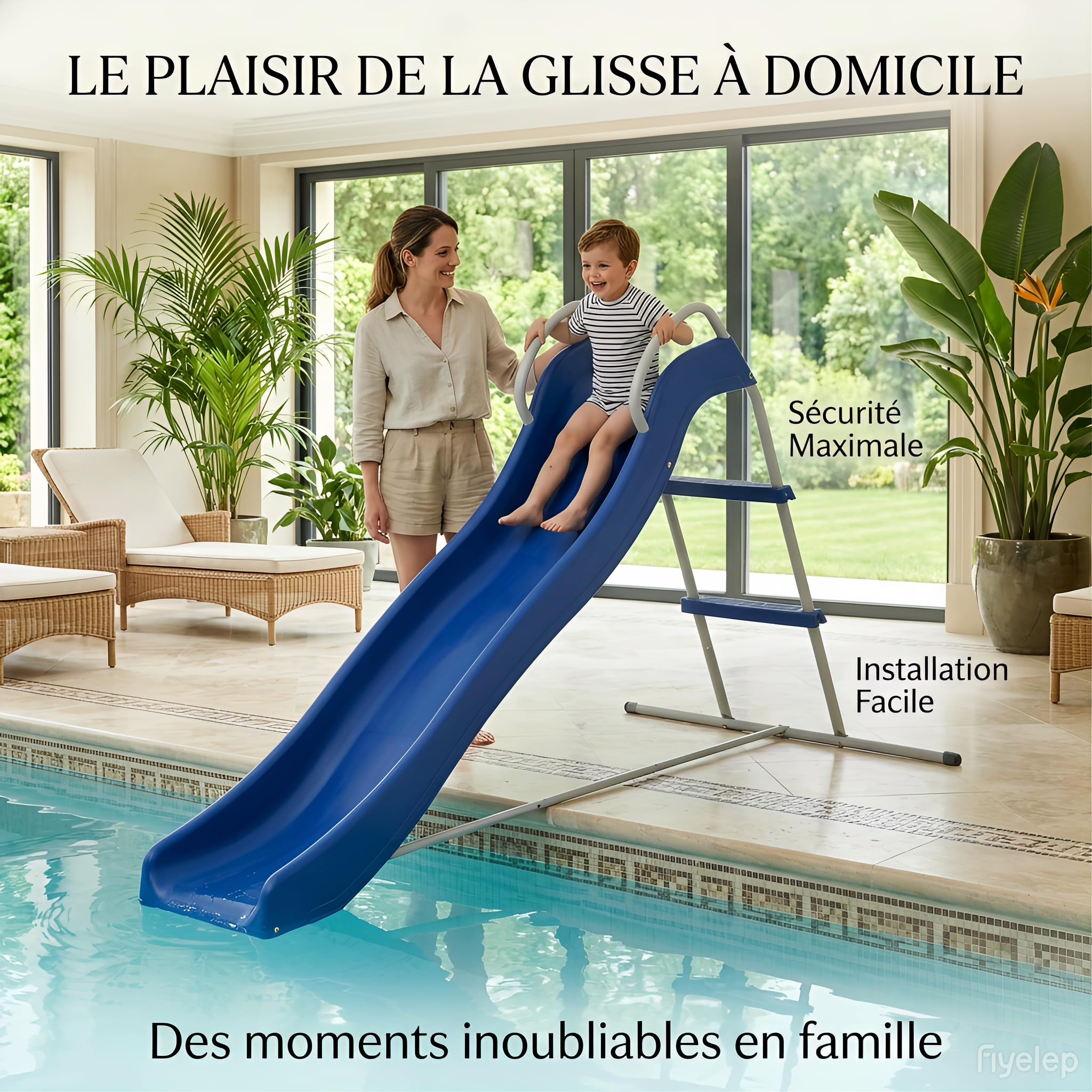 Kinderrutsche Outdoor mit Leiter 1.85m UV-Beständig Wasserrutsche Garten Blau