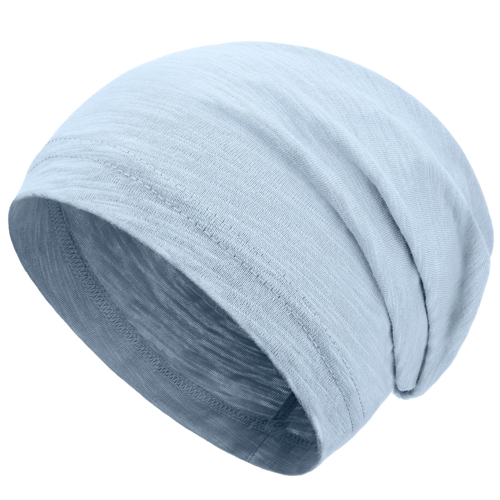 Simapu 100% Cotton Beanie for Men Women, Thin Slouchy Beanies Lightweight Chemo Skull Cap Daily Summer Hat Oversize Headwear — view 13