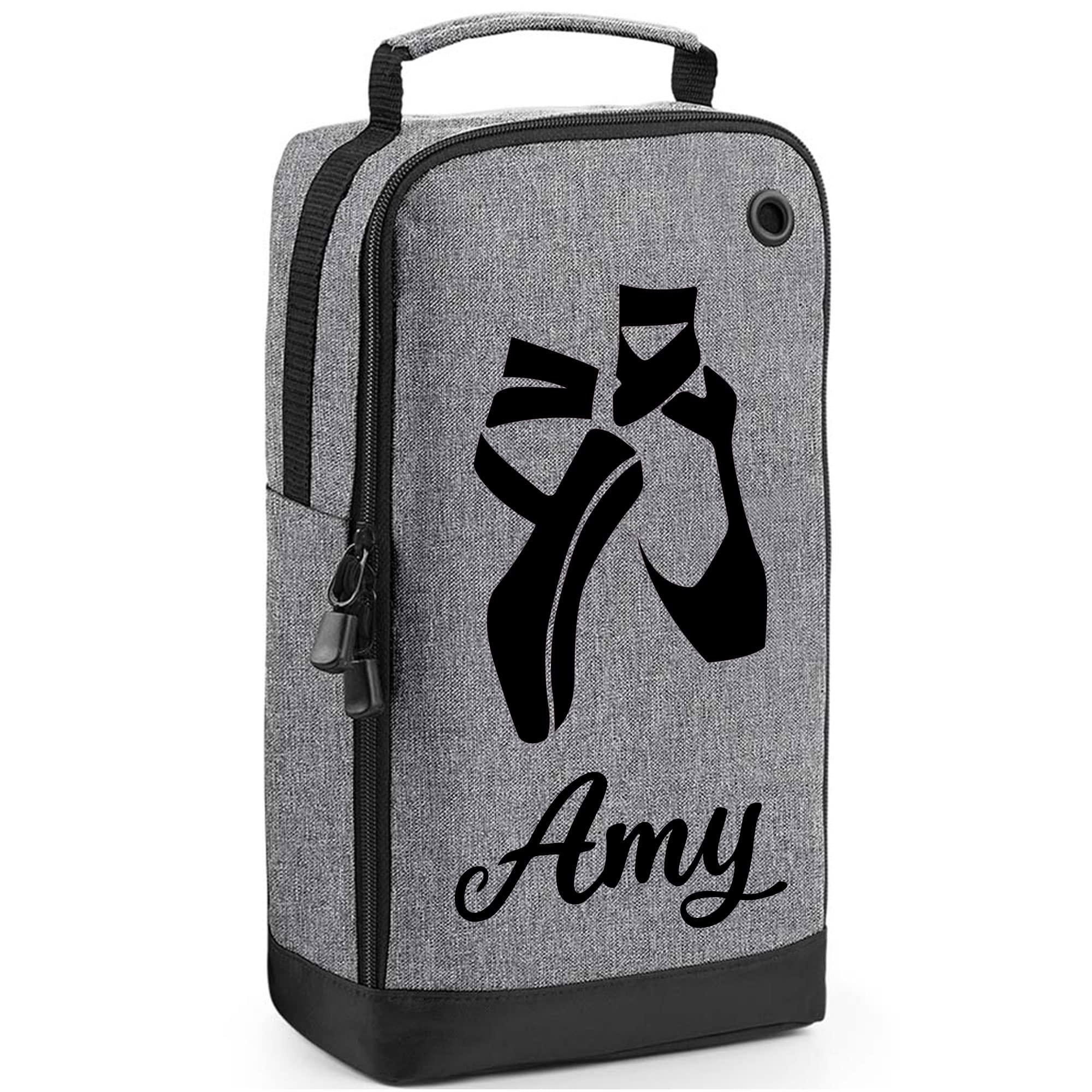 Personalised Name Ballet Shoe Design Dance Shoe Bag Sports Kit Bag School Team Club Bag Sports Personalised Dance Shoe Bag Ballet Shoe Bag Tap Shoe Bag Gifts Trainer Bag Dancing Gifts Grey Bag Gifts