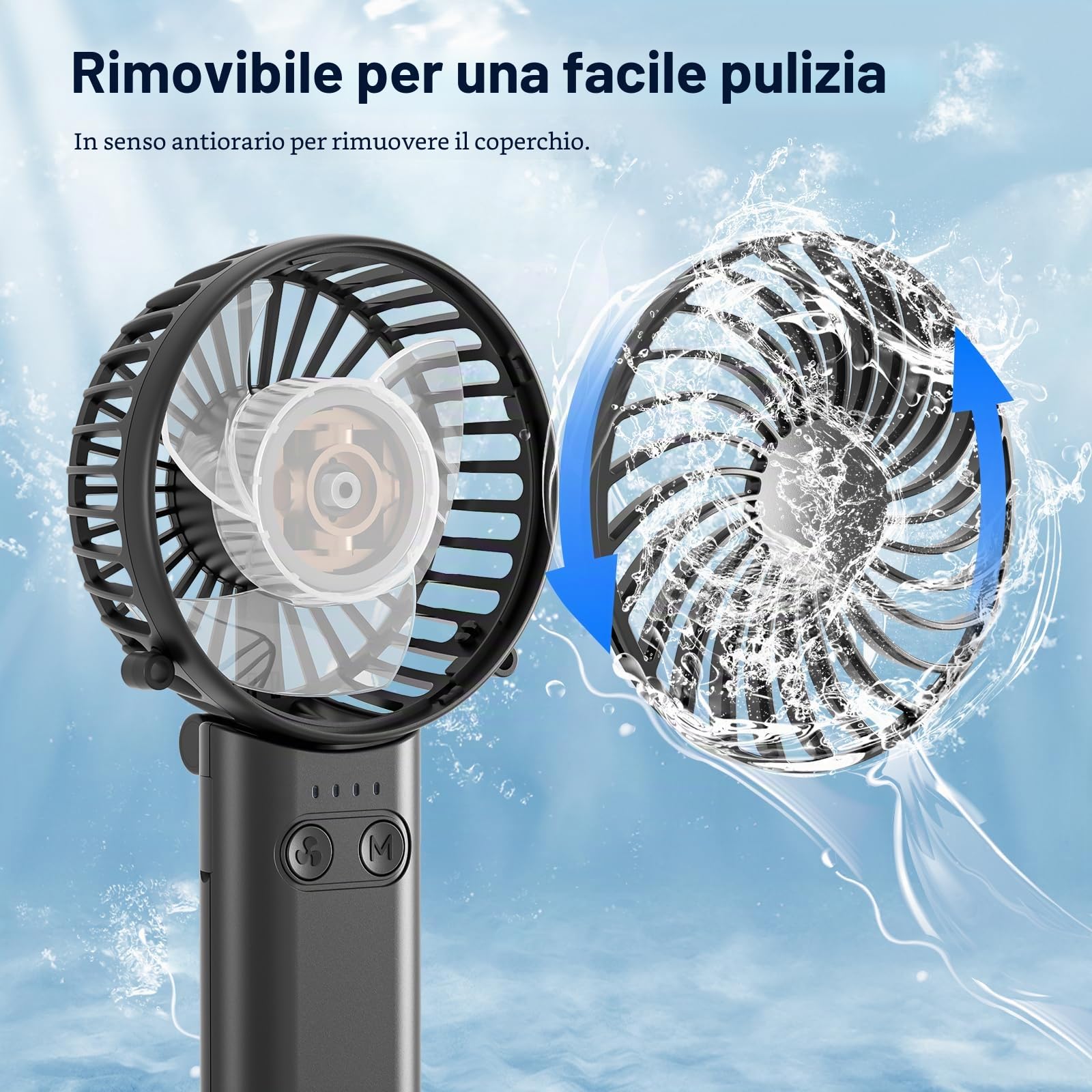 HandFan 5200mAh Mini Ventilatore Portatile con Power Bank, Ventilatore Personale Ricaricabile USB, Potente Ventilatore Piccolo, Ventilatore a Batteria, per Viaggi Concerti Disney Nero