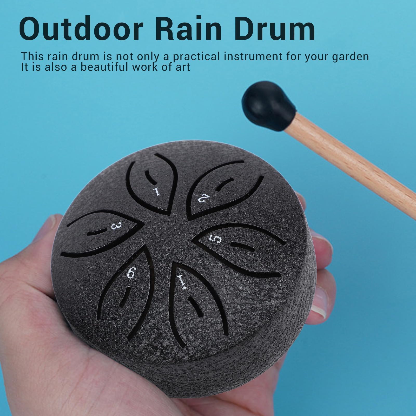 Tambor De Lluvia Para Jardín - Instrumento Musical De Acero 3 Pulgadas, 6 Notas, Portátil, Ideal Para Relajación Y Decoración