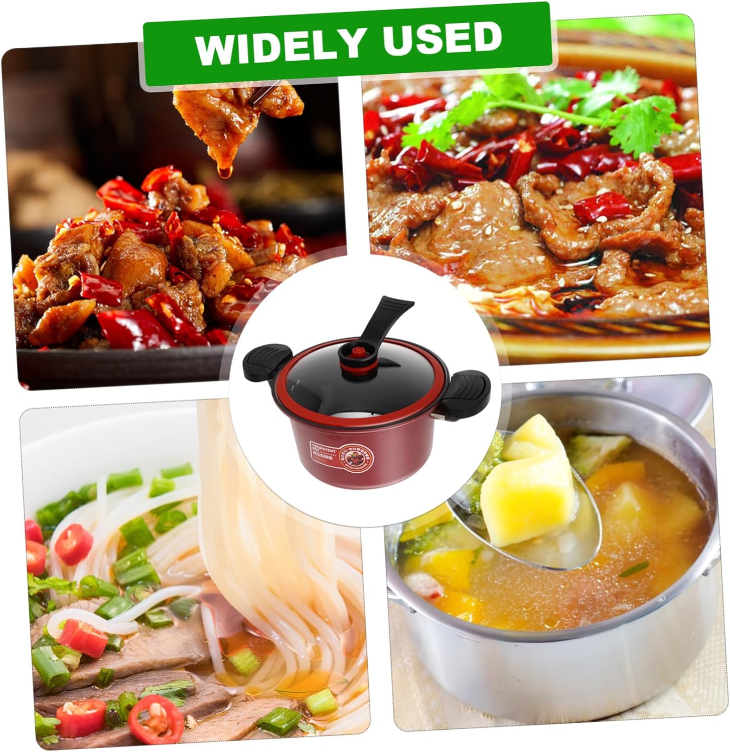 Zerodeko Induction Cooker Stew Pot Non-stick Micro Pressure Cooker for Stewing Meat Ergonomic Lid Design with Sealing Ring Safe Thermal Insulated Handle