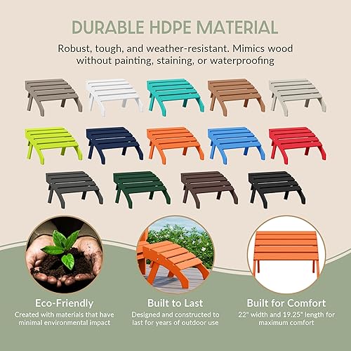 Vista 93 de WestinTrends Otomana para exteriores, reposapiés otomano Adirondack para patio, taburete de madera de polietileno para todo tipo de clima