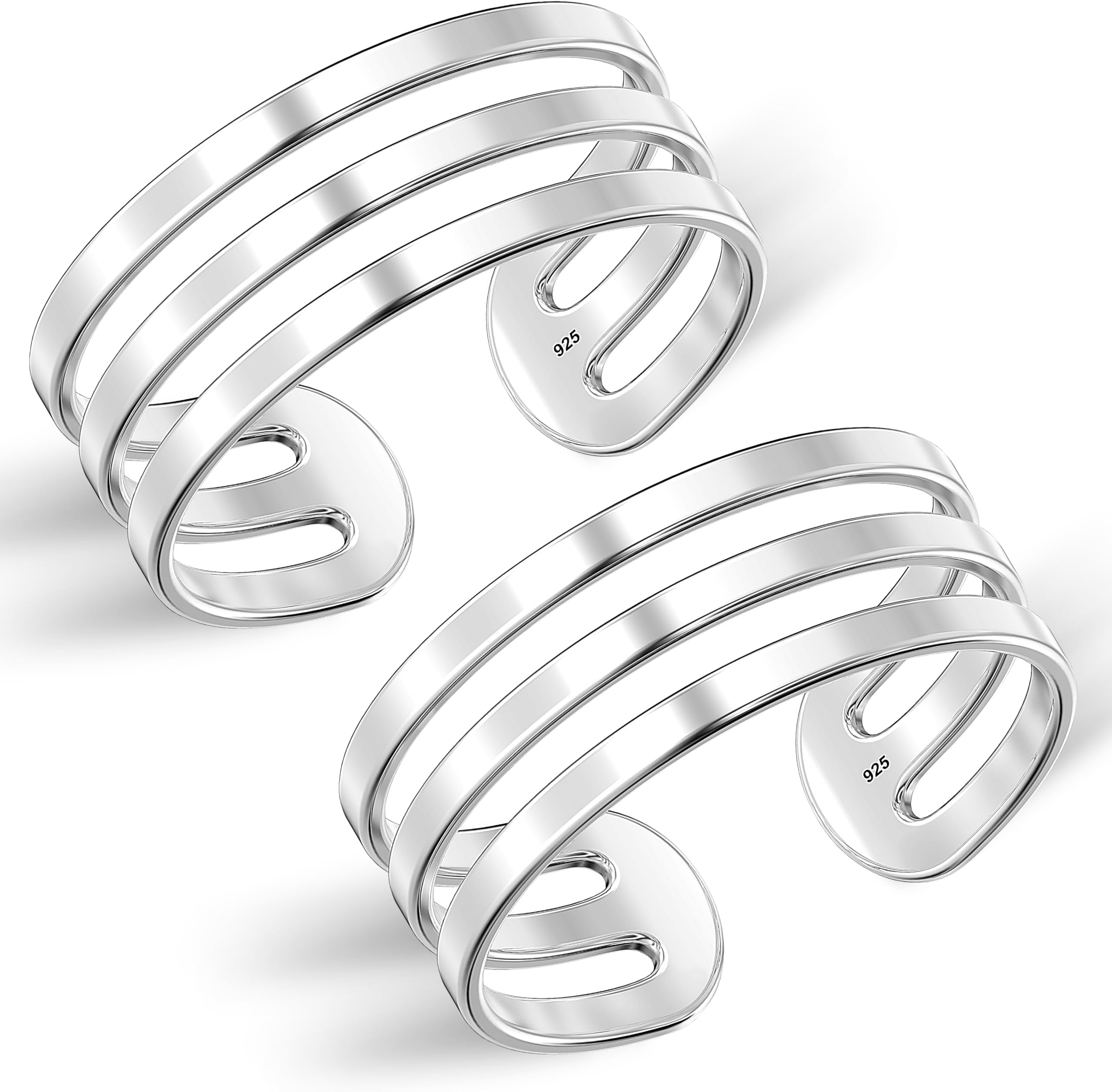 - 925 Sterling Silver BIS Hallmarked Classic Liner Toe Rings for Women