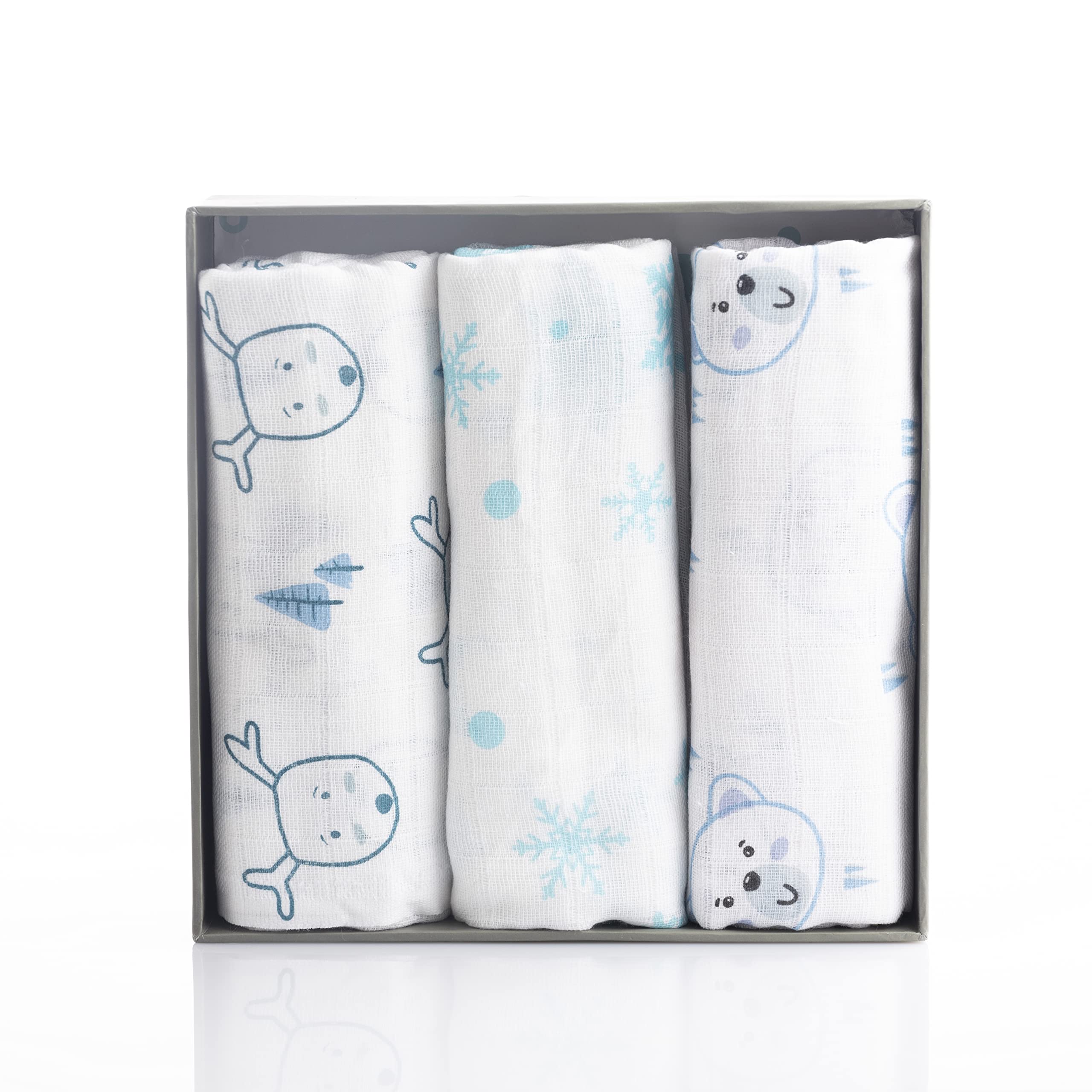 Set di 3 Mussole Neonato 80x80 cm 100% Cotone Naturale Certificato OEKO-TEX Copertina Neonato