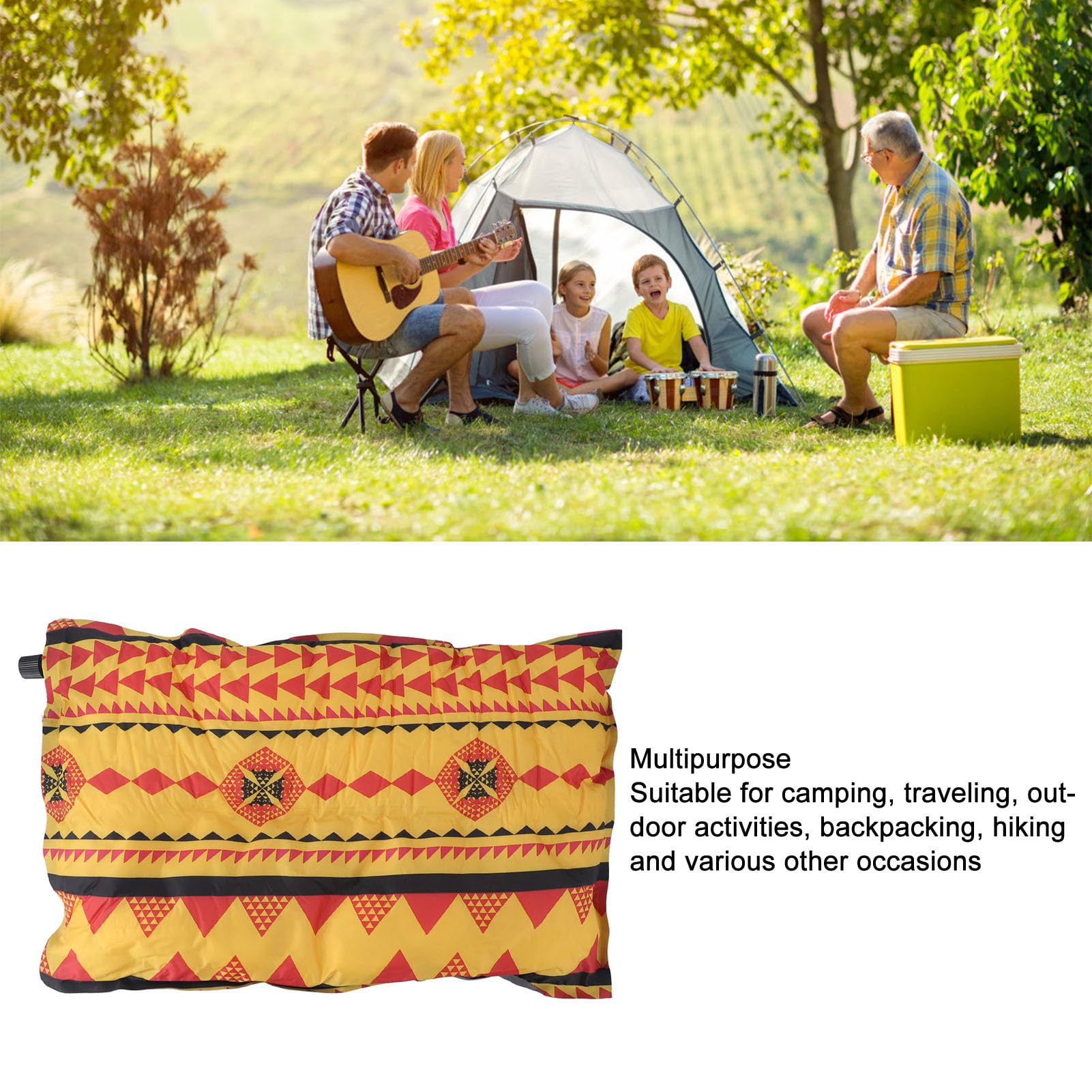 Kuuleyn Inflatable Pillow Camping Travel Pillow Inflatable Camping Pillow PVC Compressible Lightweight Colorful Automatic Inflatable Pillow for Travel Hiking Backpacking (Yellow)