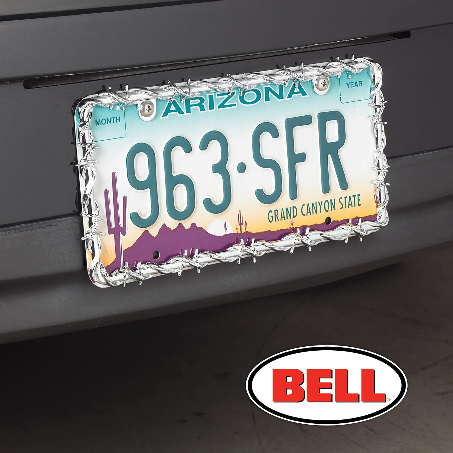 Bell Automotive 22-1-46144-8 Barbed Wire License Plate Frame, Corrosion Resistant, Easy to Install
