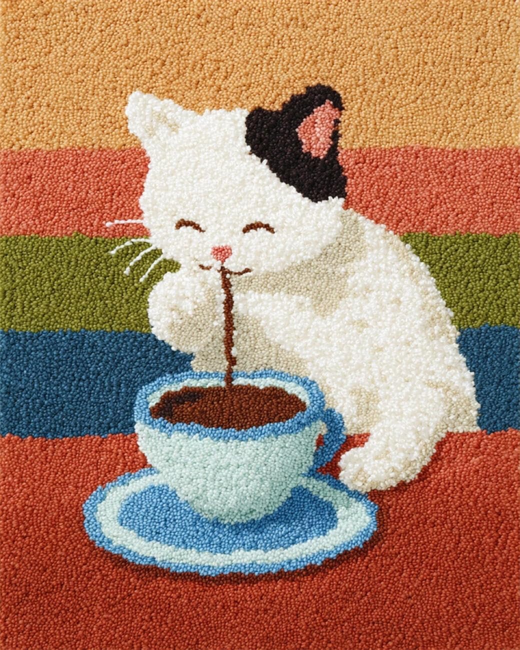 AMBATTERY Latch Hook Tapestry Kit Cartoon Cat 85x115cm