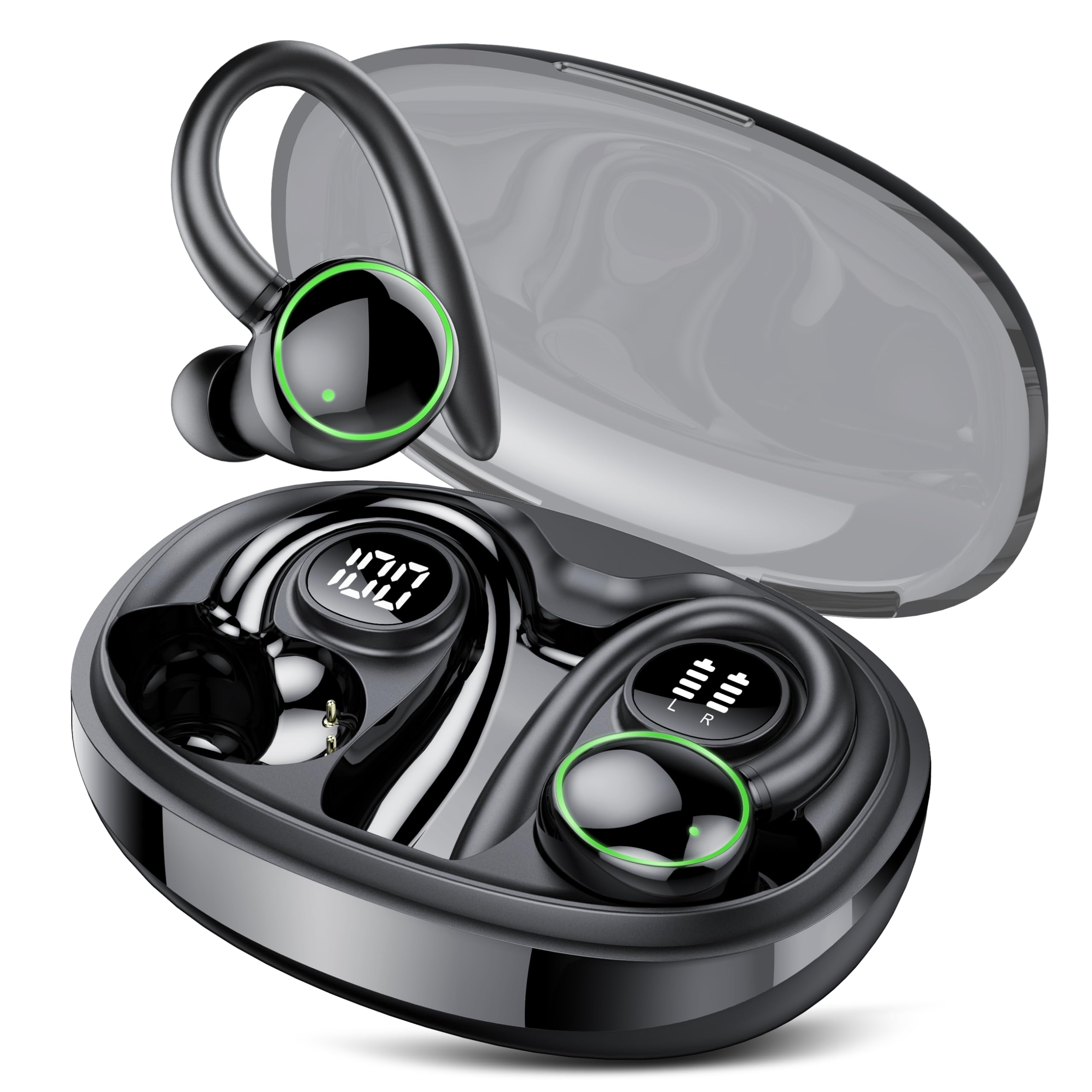 Bluetooth kopfhörer sport, Kopfhörer Kabellos Bluetooth 5.3 mit 4 Mic, In Ear Kopfhörer Bluetooth ENC Noise Cancelling, HiFi Stereo Ohrhörer mit Dual LED-Anzeige, 48 Std Spielzeit, IP7 Wasserdicht