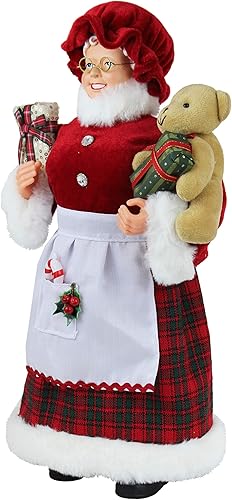 Miniatura 2 de Windy Hill Collection Figura decorativa de Navidad con diseño de oso de peluche, regalos y bastón de caramelo de 16 pulgadas de Mrs. Claus