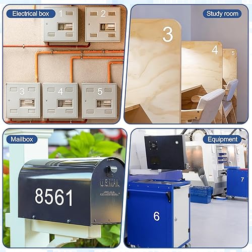 Miniatura 6 de 20 calcomanías adhesivas de números de buzón, vinilo impermeable, números de dirección autoadhesivos para exteriores, troqueladas, estilo clásico, 0