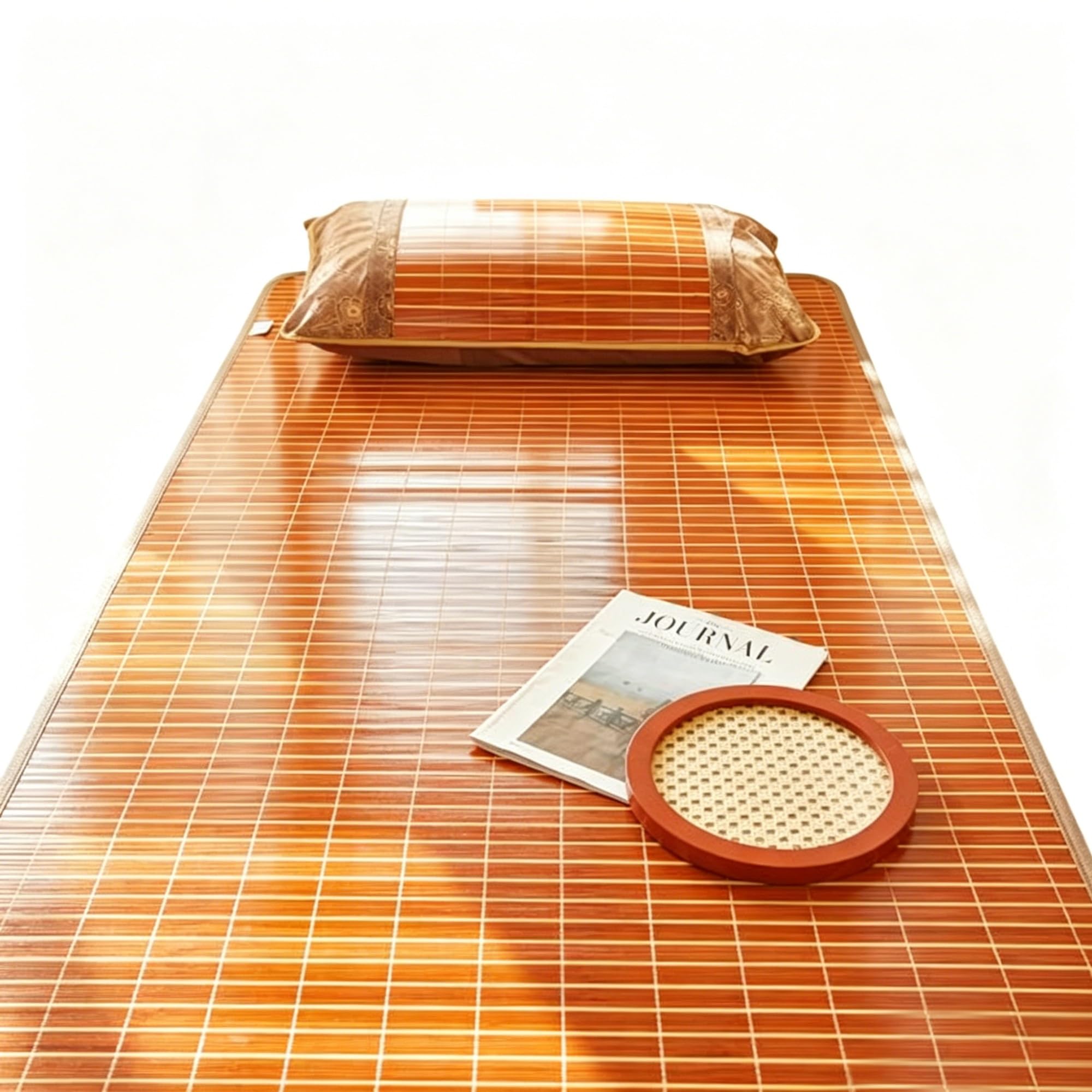Foldable Summer Bed Mat, Bamboo Rattan Sleeping Mattress Topper, Cool Breathable Floor Mat, Smooth Cooling Bed Pad For Home Bedding, School Dorm, Daybed, Outdoor Traveling(A,L190xW80cm)
