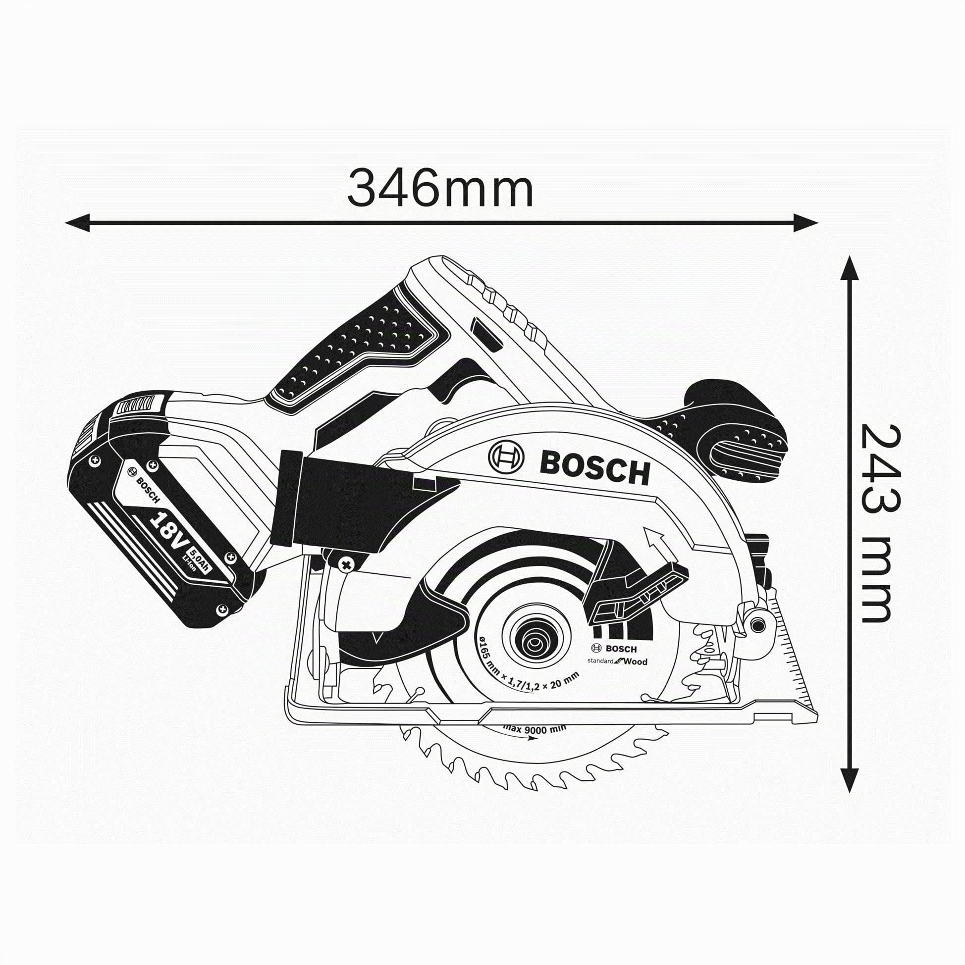 Bosch Professional 06016A2200 Sega Circolare Gks 18V-57, Ø Lama: 165 mm, Profondità di Taglio: 57 mm, Batterie e Caricabatteria Non Inclusi, 18 V, in Cartone, Blu