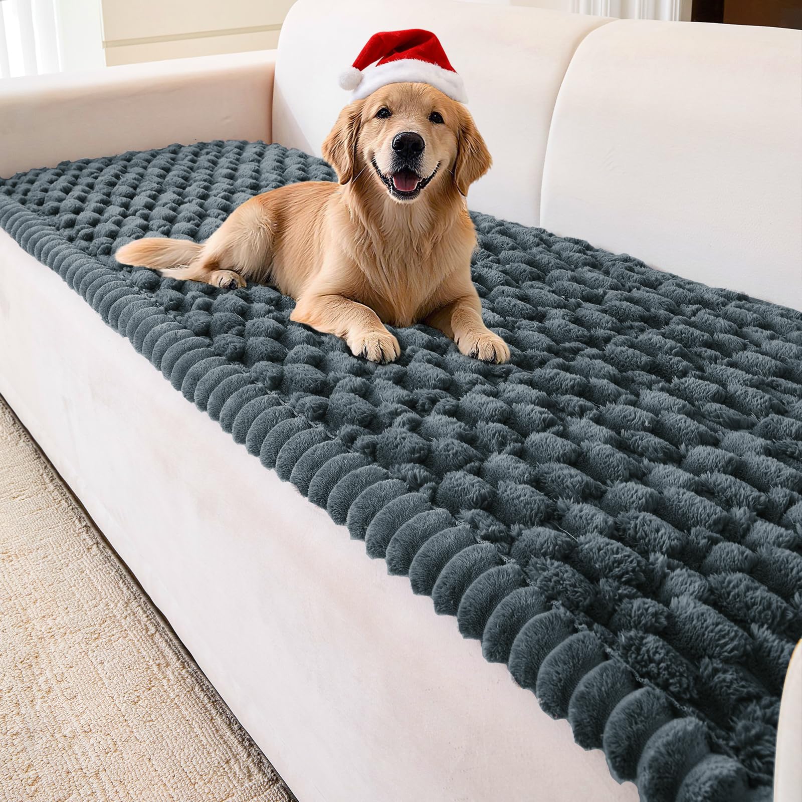 Couch Cover for Dogs Washable,Non Slip Fuzzy Durable Couch Covers for 3 Cushion Sofa Pet Friendly Sofa Cover Dog Thick Soft Slipcovers Protector