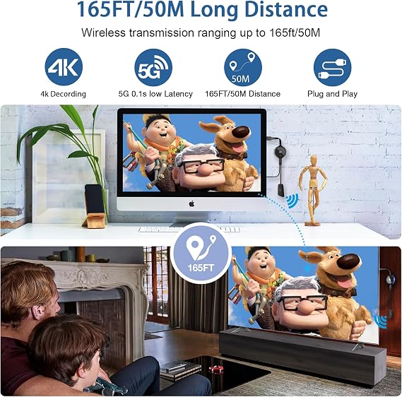 Wireless HDMI Transmitter and Receiver, Plug&Play AIMIBO HDMI Extender 5.8G