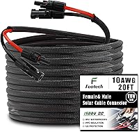 Vista 1 de Cable de extensión solar de doble cable de 20 pies – Conector de panel solar de 10 AWG (6 mm²), con 4 pares, conectores solares IP67 macho/hembra