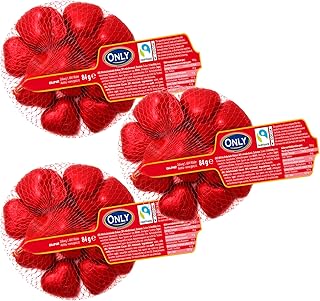 ONLY Schokoherzen 3er Set – je 84 g – Zarte Vollmilchschokolade in Herzform – einzeln verpackt – ideal für Valentinstag, Muttertag, Hochzeit, Geburtstag, Mitgebsel, Candy Bar & süße Überraschungen