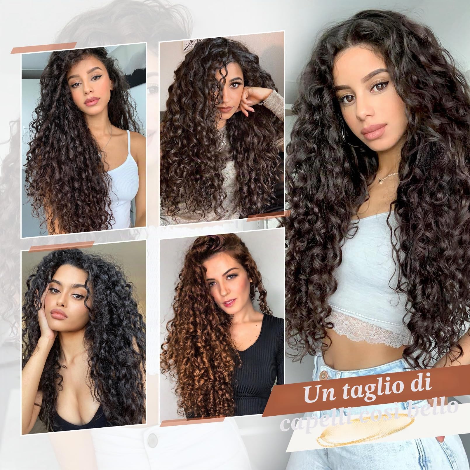 FLUFYMOOZ Extension per capelli a clip, da 4 pezzi, al 100% in pura seta proteica, lunghe, morbide, naturali, ricce, da 50 cm, per donne, nero