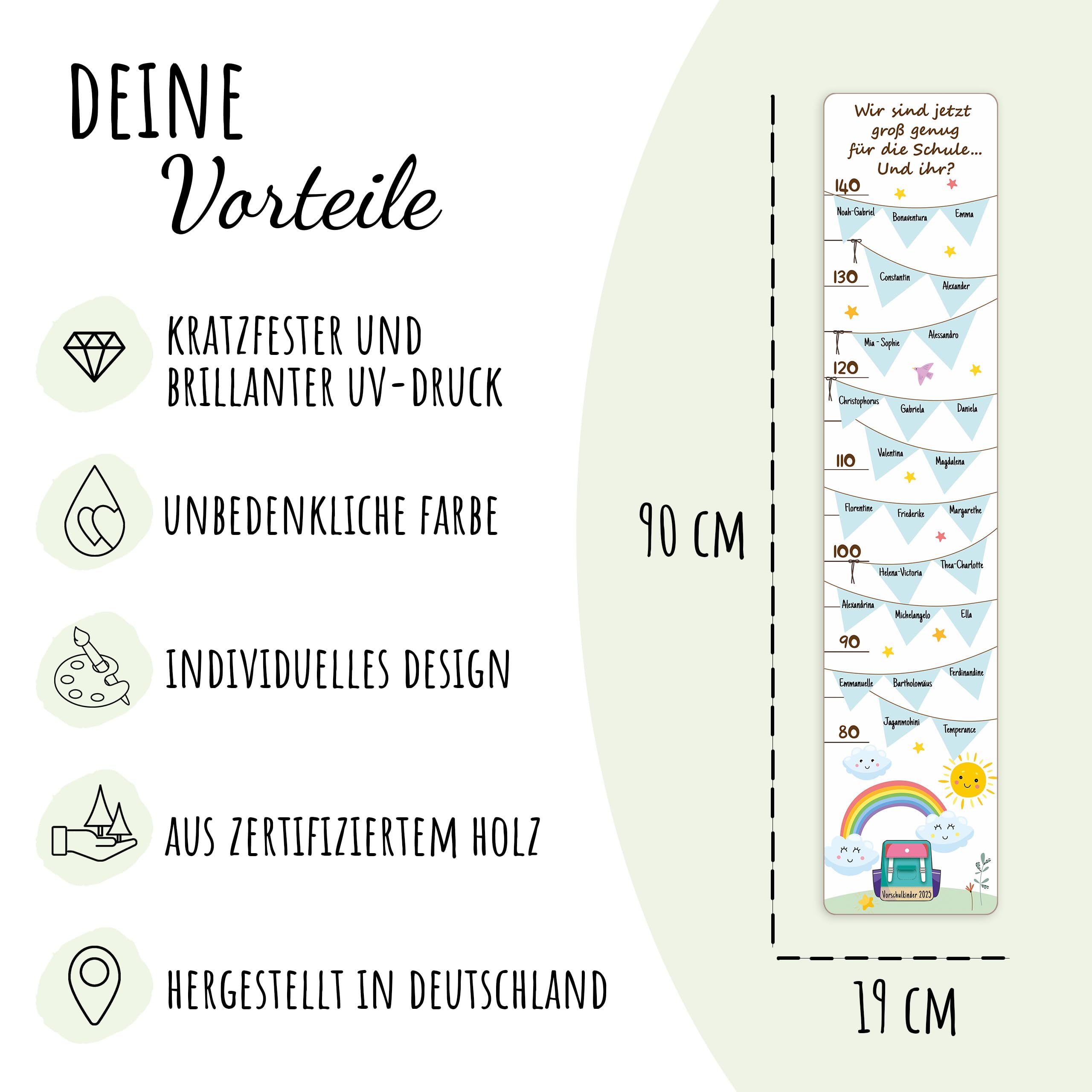 Holzura Erzieherin Geschenk Holz Messlatte - Personalisiert Mit Namen Der Kinder - Abschiedsgeschenk Erzieherin, Danke Geschenk