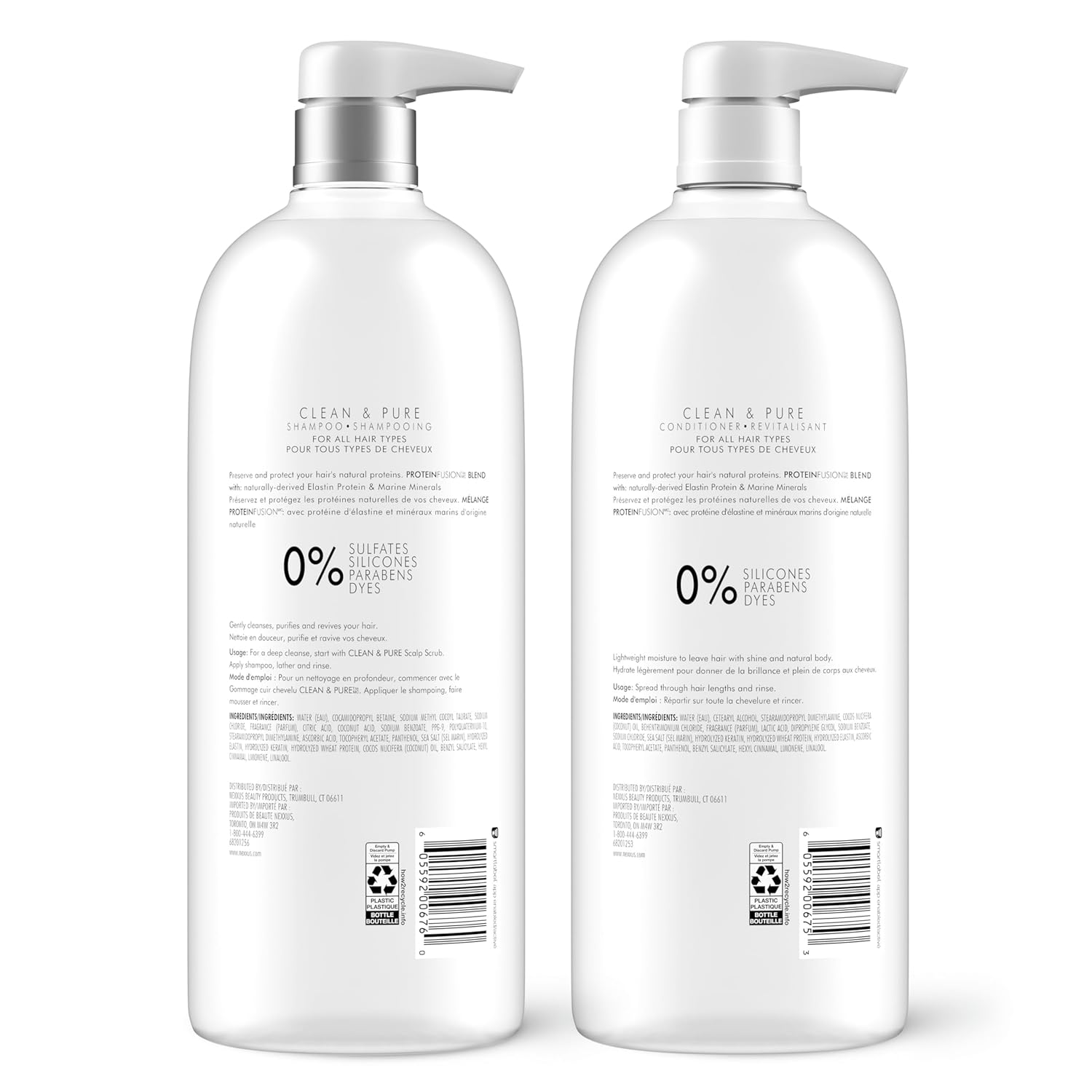 Nexxus Clean and Pure Clarifying Shampoo and Conditioner 2-Pack With ProteinFusion, for Nourished Hair Paraben Free 33.8 oz - Image 2