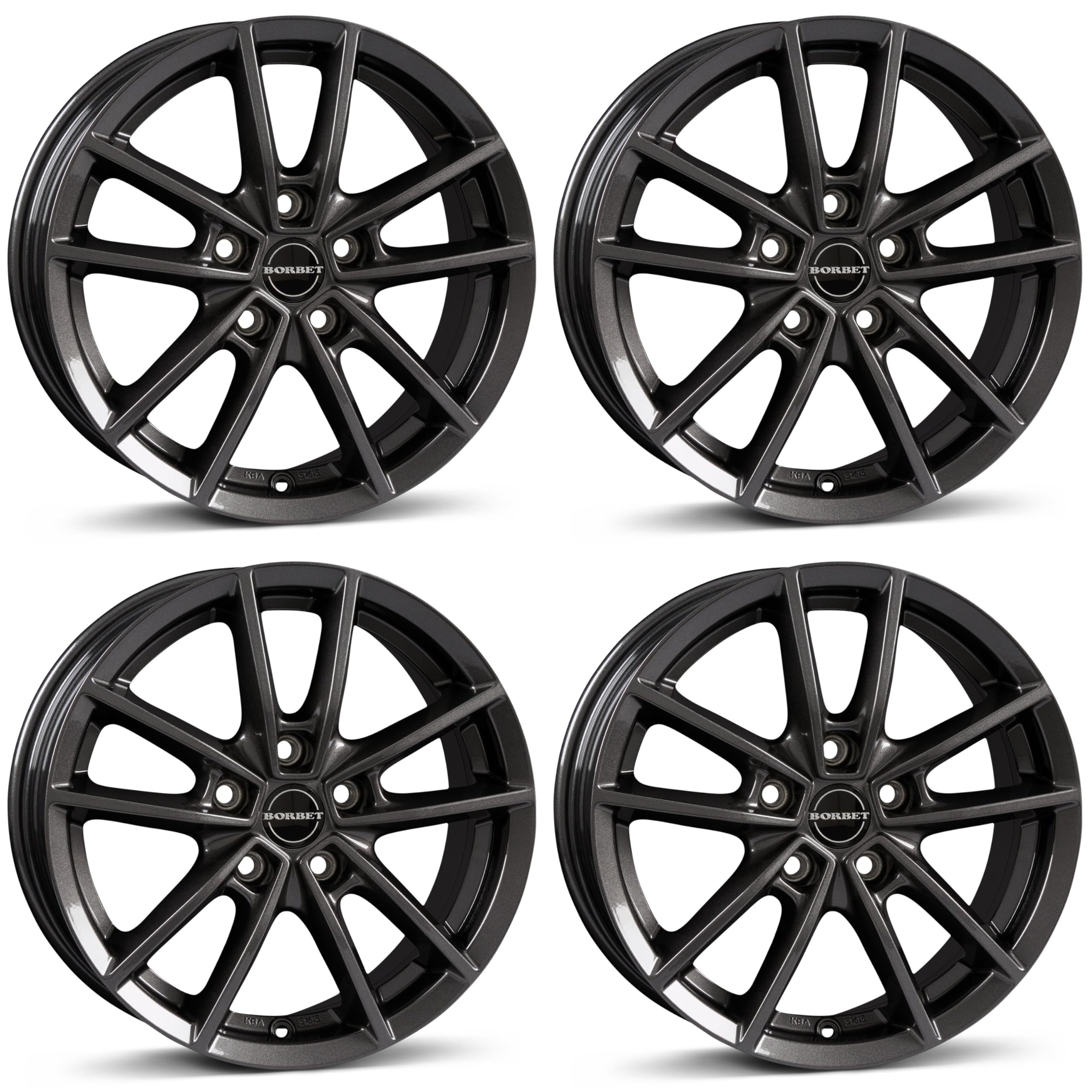 4x Borbet cerchi in alluminio W 8.5x21 ET40 5x112 mistral anthracite glossy