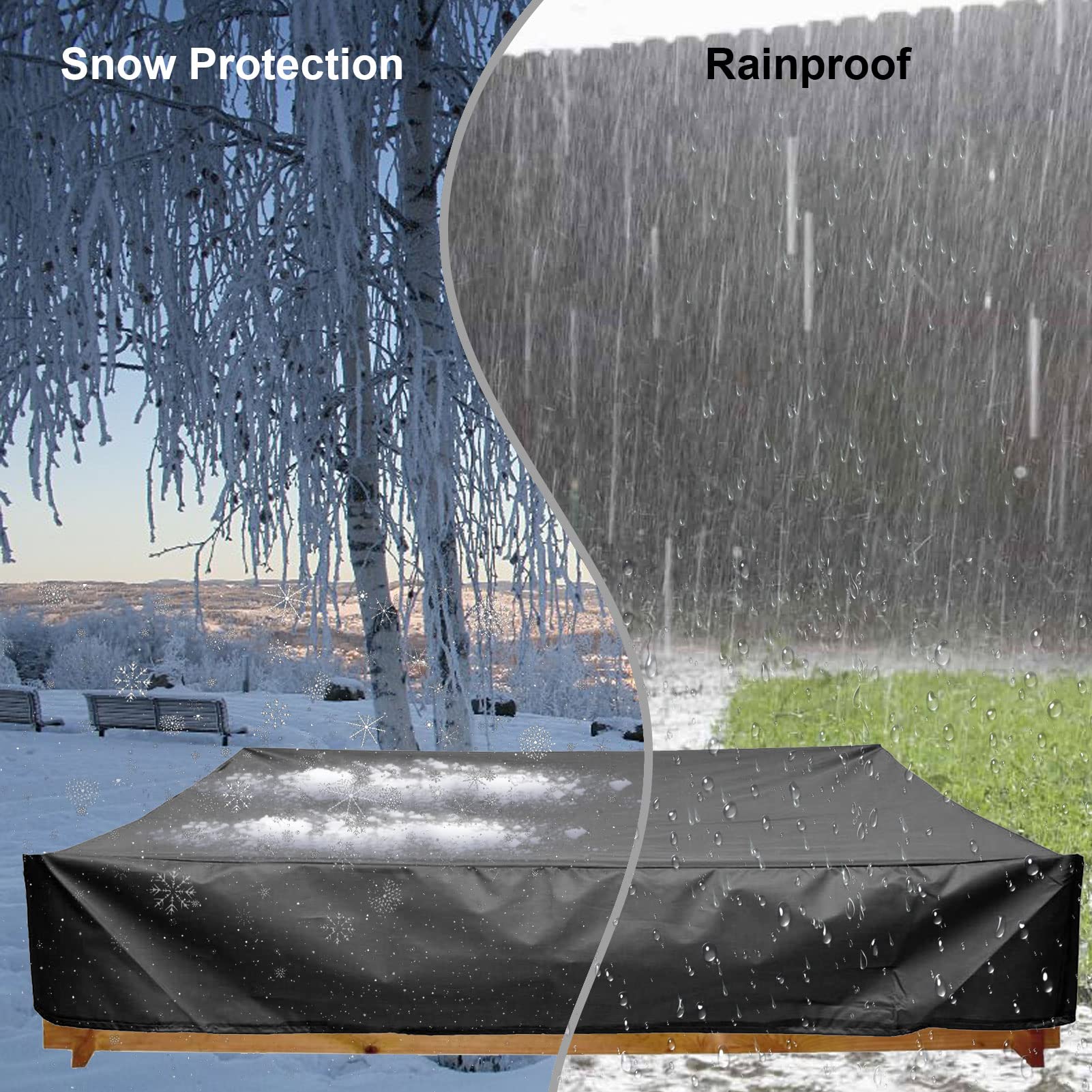 Housse de bac à sable carrée imperméable pour meubles de jardin - 200,7 x 200,7 cm - En tissu Oxford 210D pour protéger le sable et les jouets - Noir