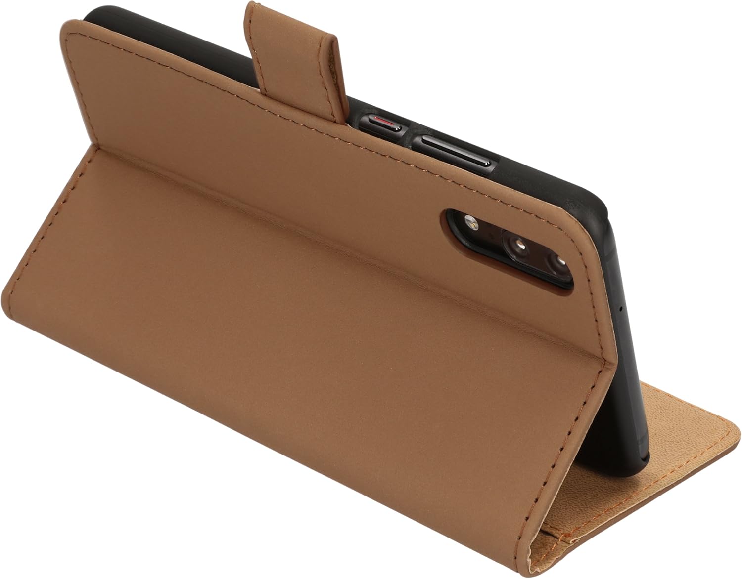 mumbi Book-Style Case Compatible with Huawei P20 Brown