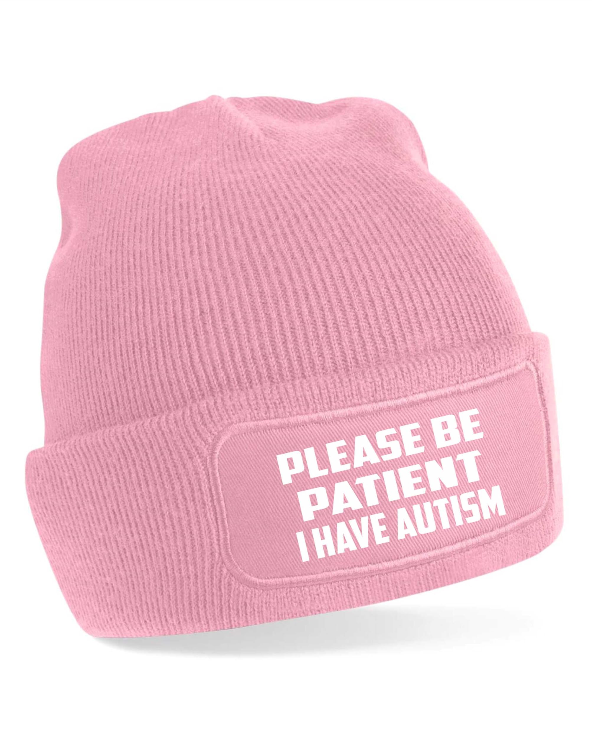 Print4U Be Patient I Have Autism Beanie Hat Mental Health Awareness Adult Pink