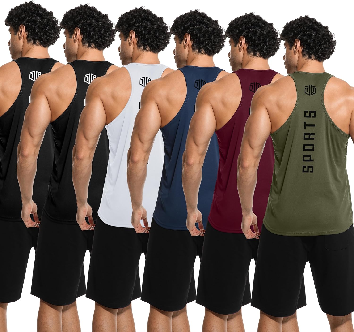 6 Pack Men's Tank Tops Quick Dry Sleeveless Gym Shirts Mesh Y-Back Athletic Vest Muscle Shirts for Workout