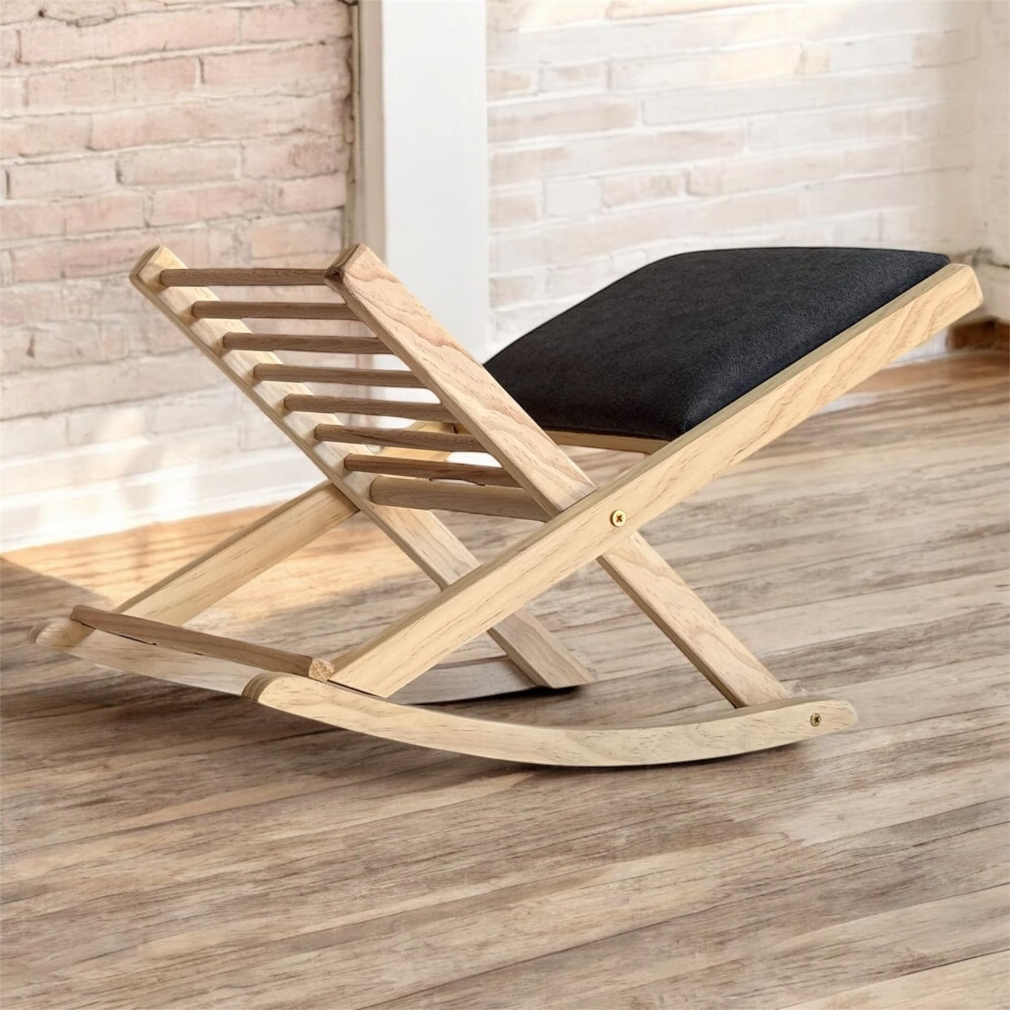 Sueña y Desacansa Reposapies Plegable Balancín de Madera de Pino y Fabricación Artesanal (Gris)