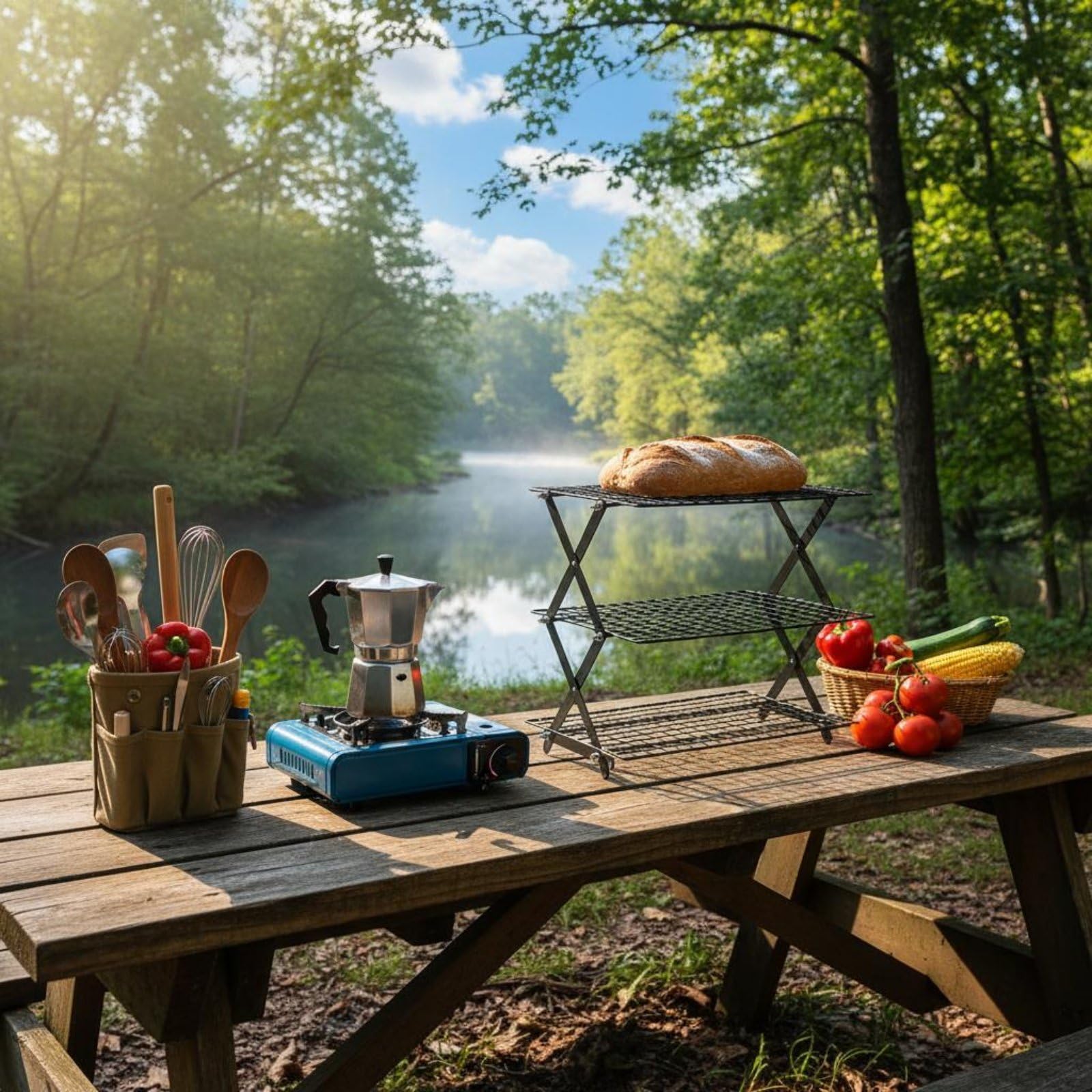 Faltbares Lagerregal Küchenregal Aufbewahrungsregal Metallregal Vierfach Faltbar Belüftet zur Kühlung von Gebäck Und Lagerung von Vorräten für Bäcker Hobbyköche Outdoor, Black, 4-Layer
